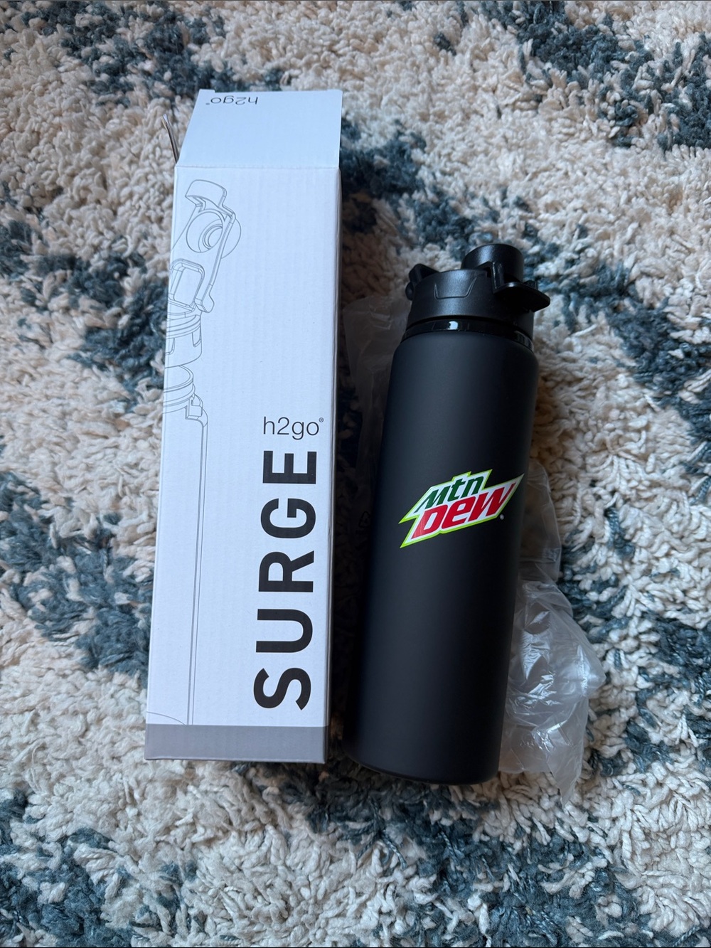 h2go Surge Black Mountain Dew Stainless Water Bottle